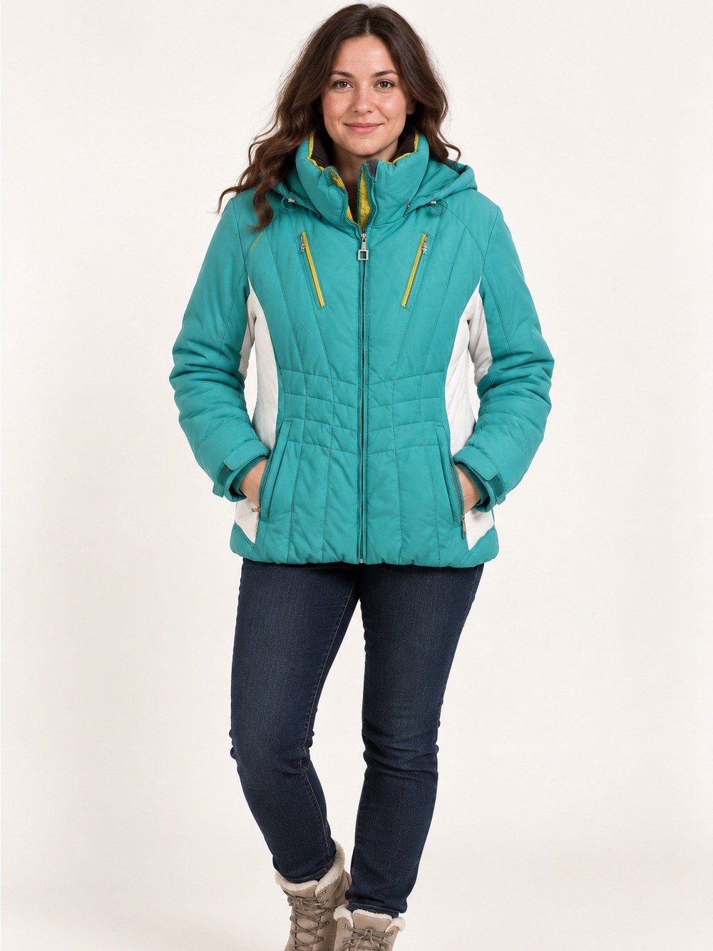 ZeroXposur Women’s Teal White Down Ski Jacket Hooded Size Unmarked